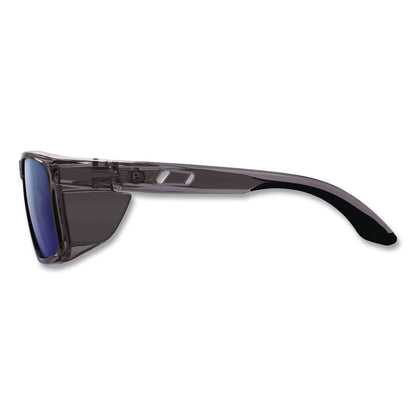 ergodyne® Skullerz SIXTEN Anti-Scratch/Enhanced Anti-Fog Safety Glasses w/Side Shield, Polarized Mirrored Lens, Translucent Smoke, Blue (EGO58240)