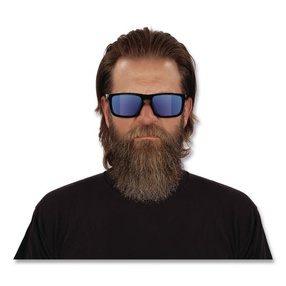 ergodyne® Skullerz SIXTEN Anti-Scratch/Enhanced Anti-Fog Safety Glasses w/Side Shield, Polarized Mirrored Lens, Translucent Smoke, Blue (EGO58240)