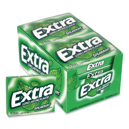 Wrigley's® Extra Spearmint Sugar-Free Gum, Spearmint, 15 Sticks/Pack, 10 Packs/Carton (GRR22002638)
