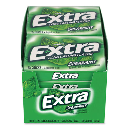 Wrigley's® Extra Spearmint Sugar-Free Gum, Spearmint, 15 Sticks/Pack, 10 Packs/Carton (GRR22002638)