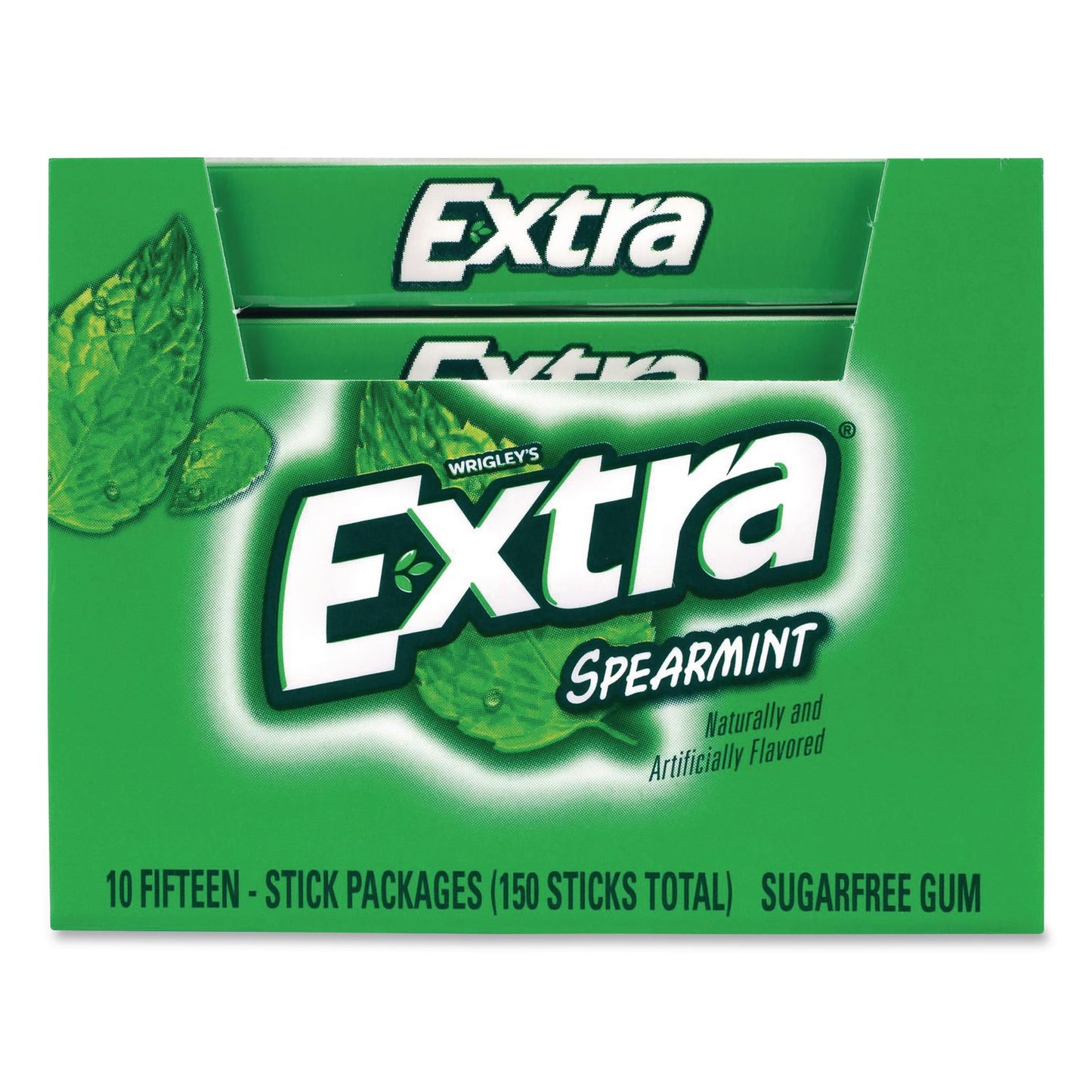 Wrigley's® Extra Spearmint Sugar-Free Gum, Spearmint, 15 Sticks/Pack, 10 Packs/Carton (GRR22002638)