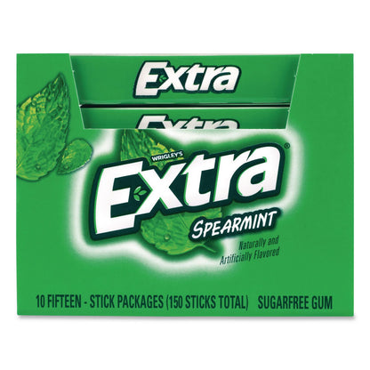 Wrigley's® Extra Spearmint Sugar-Free Gum, Spearmint, 15 Sticks/Pack, 10 Packs/Carton (GRR22002638)