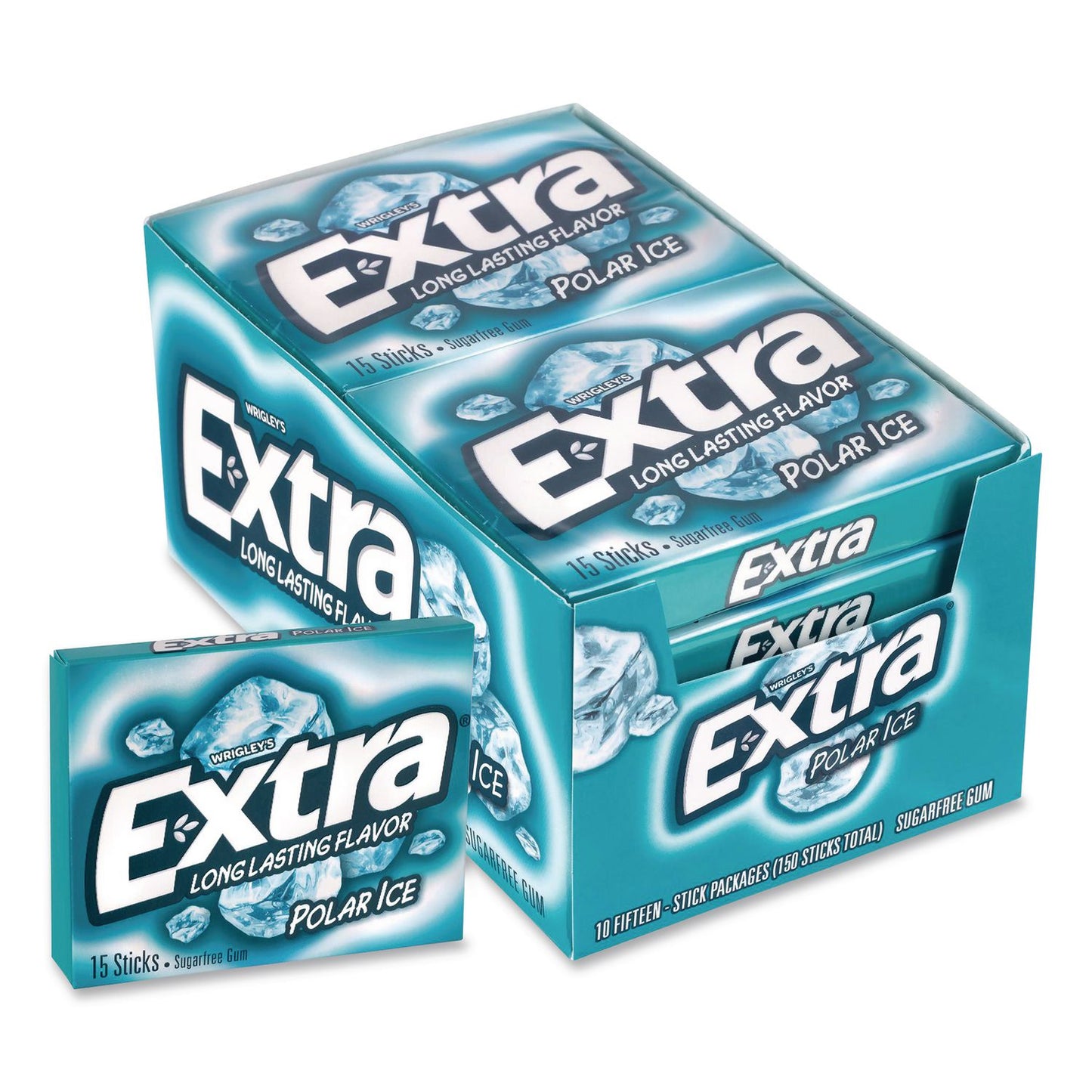 Wrigley's® Extra Polar Ice Sugar-Free Gum, Polar Ice, 15 Sticks/Pack, 10 Packs/Carton (GRR22002641)