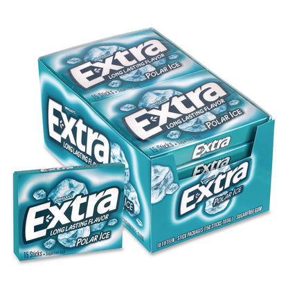 Wrigley's® Extra Polar Ice Sugar-Free Gum, Polar Ice, 15 Sticks/Pack, 10 Packs/Carton (GRR22002641)