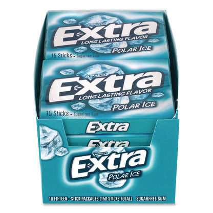 Wrigley's® Extra Polar Ice Sugar-Free Gum, Polar Ice, 15 Sticks/Pack, 10 Packs/Carton (GRR22002641)