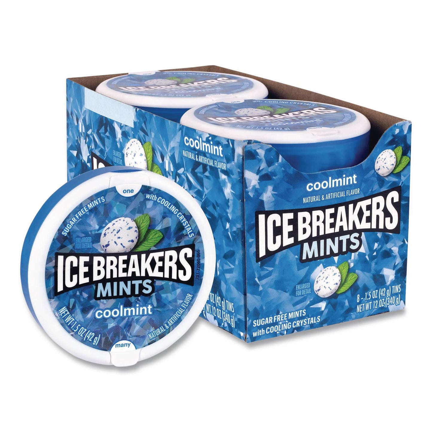 ICE BREAKERS Sugar-Free Cool Mints, Coolmint, 1.5 oz Tin, 8 Tins/Carton (GRR22002642)