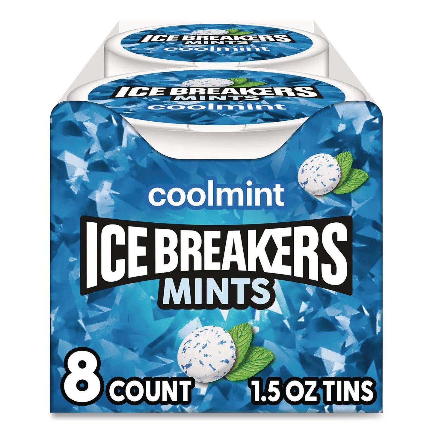 ICE BREAKERS Sugar-Free Cool Mints, Coolmint, 1.5 oz Tin, 8 Tins/Carton (GRR22002642)