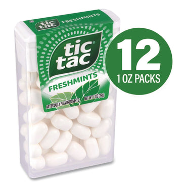 Tic Tac® Freshmints, Peppermint, 1 oz Pack, 12 Packs/Carton (GRR22002648)