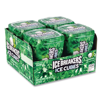 ICE BREAKERS Ice Cubes Spearmint Sugar-Free Gum, Spearmint, 40 Cubes/Bottle, 4 Bottles/Carton (GRR22002651)