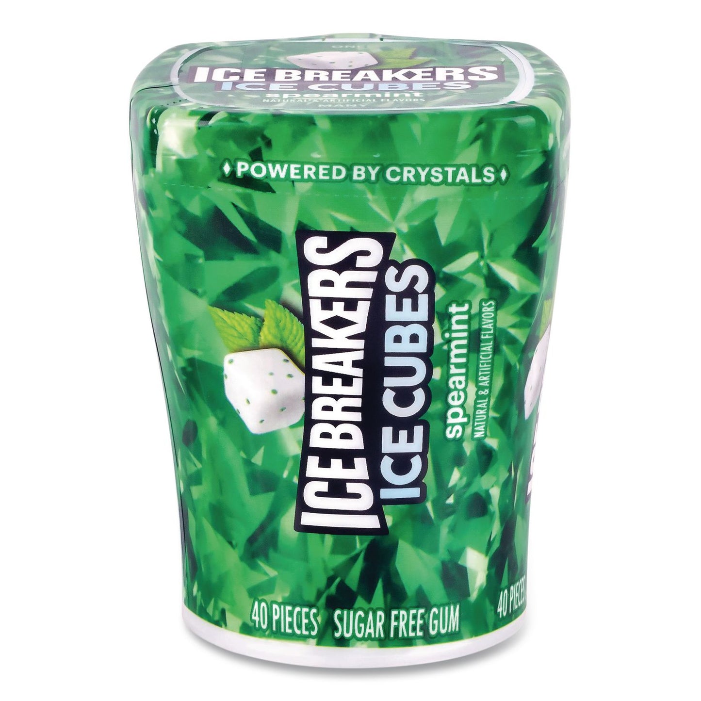 ICE BREAKERS Ice Cubes Spearmint Sugar-Free Gum, Spearmint, 40 Cubes/Bottle, 4 Bottles/Carton (GRR22002651)