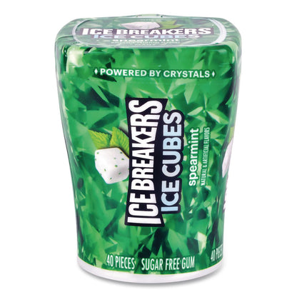 ICE BREAKERS Ice Cubes Spearmint Sugar-Free Gum, Spearmint, 40 Cubes/Bottle, 4 Bottles/Carton (GRR22002651)