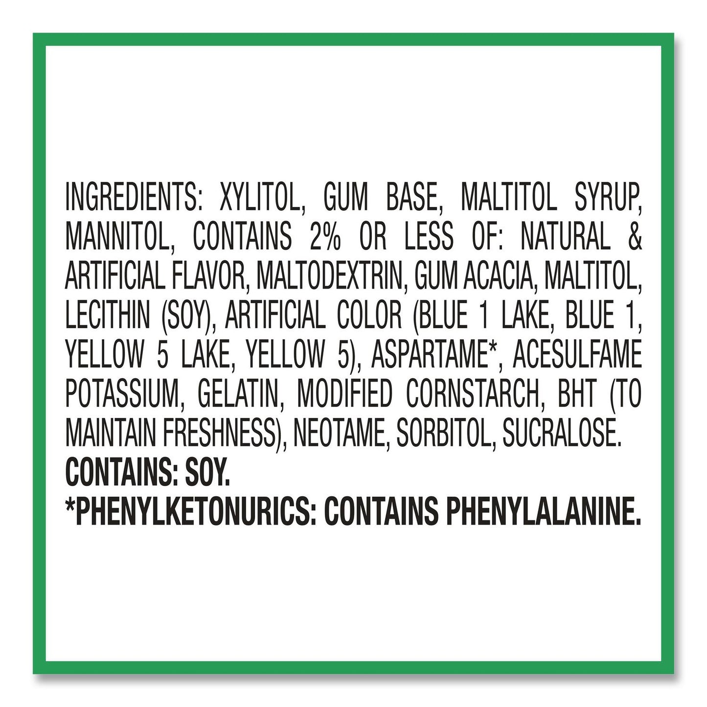 ICE BREAKERS Ice Cubes Spearmint Sugar-Free Gum, Spearmint, 40 Cubes/Bottle, 4 Bottles/Carton (GRR22002651)