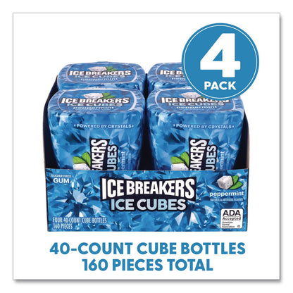 ICE BREAKERS Ice Cubes Peppermint Sugar-Free Gum, Peppermint, 40 Cubes/Bottle, 4 Bottles/Carton (GRR22002645)