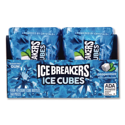ICE BREAKERS Ice Cubes Peppermint Sugar-Free Gum, Peppermint, 40 Cubes/Bottle, 4 Bottles/Carton (GRR22002645)