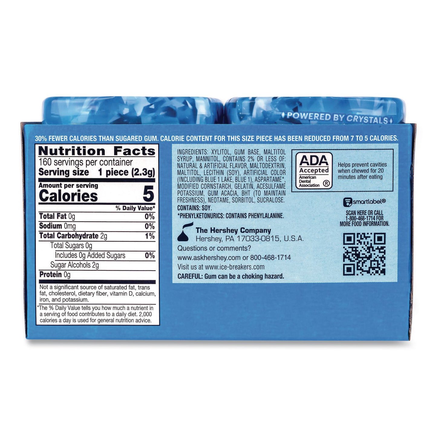 ICE BREAKERS Ice Cubes Peppermint Sugar-Free Gum, Peppermint, 40 Cubes/Bottle, 4 Bottles/Carton (GRR22002645)