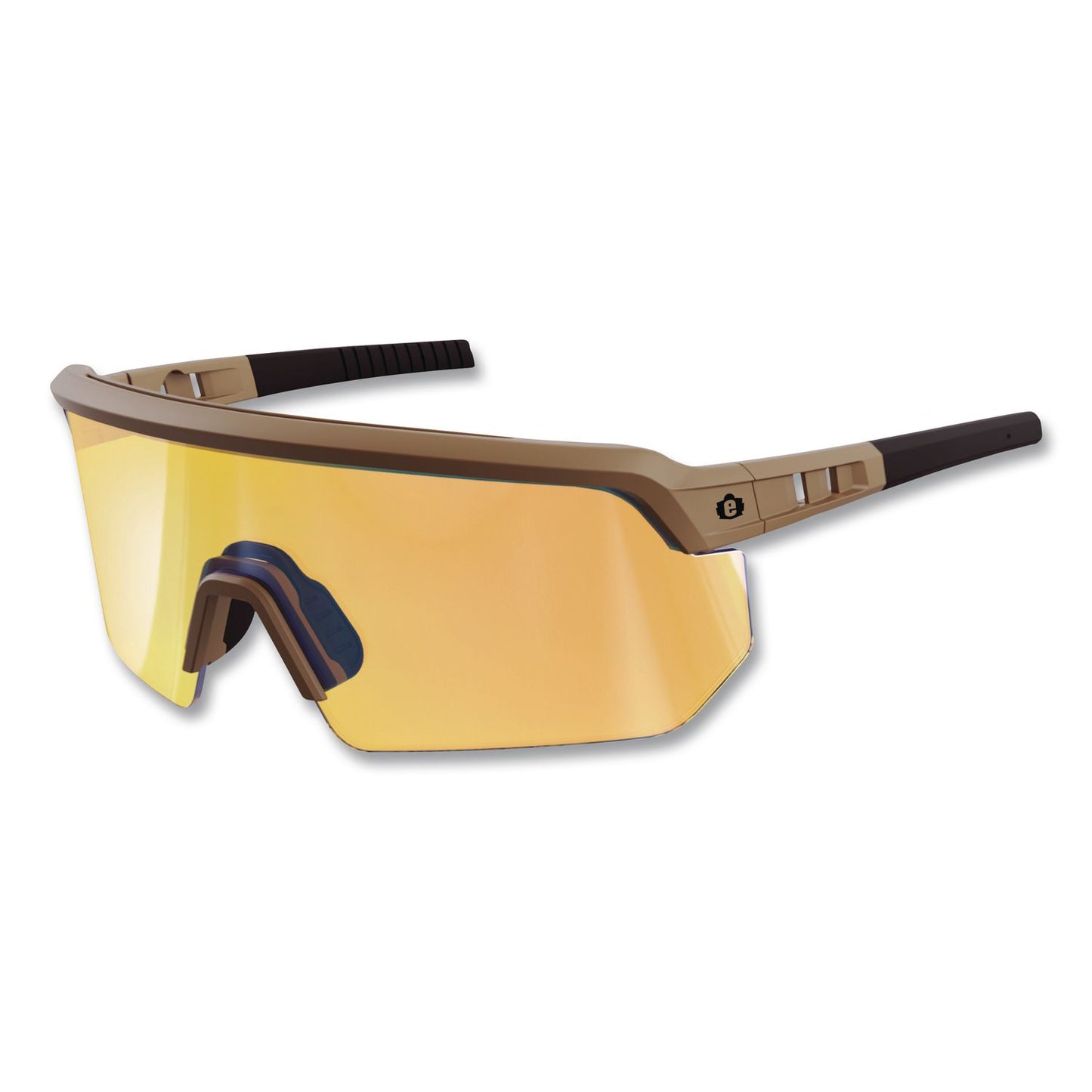 ergodyne® Skullerz AEGIR Color Enhancing Anti-Scratch and Enhanced Anti-Fog Safety Glasses with Mirror Lens, Matte Desert Frame, Yellow (EGO55232)