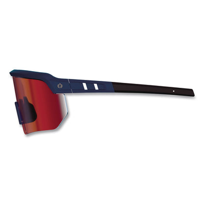 ergodyne® Skullerz AEGIR Color Enhancing Anti-Scratch and Enhanced Anti-Fog Safety Glasses with Mirror Lens, Matte Blue Frame, Red Lens (EGO55230)