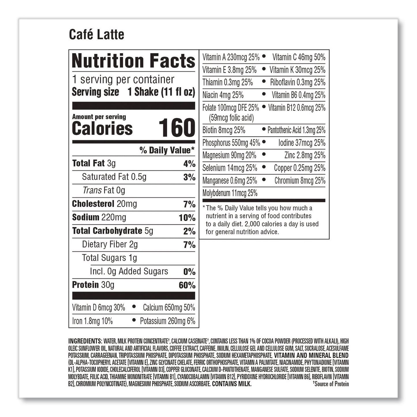 Premier Protein® Cafe Latte Shake, 11 oz Bottle, 15/Carton (GRR22002615)