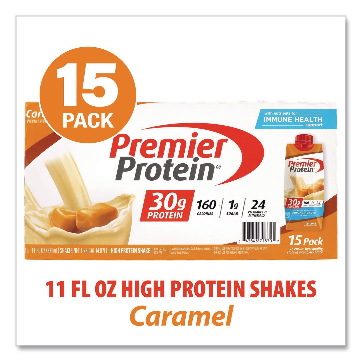 Premier Protein® Caramel Shake, 11 oz Bottle, 15/Carton (GRR22002616)