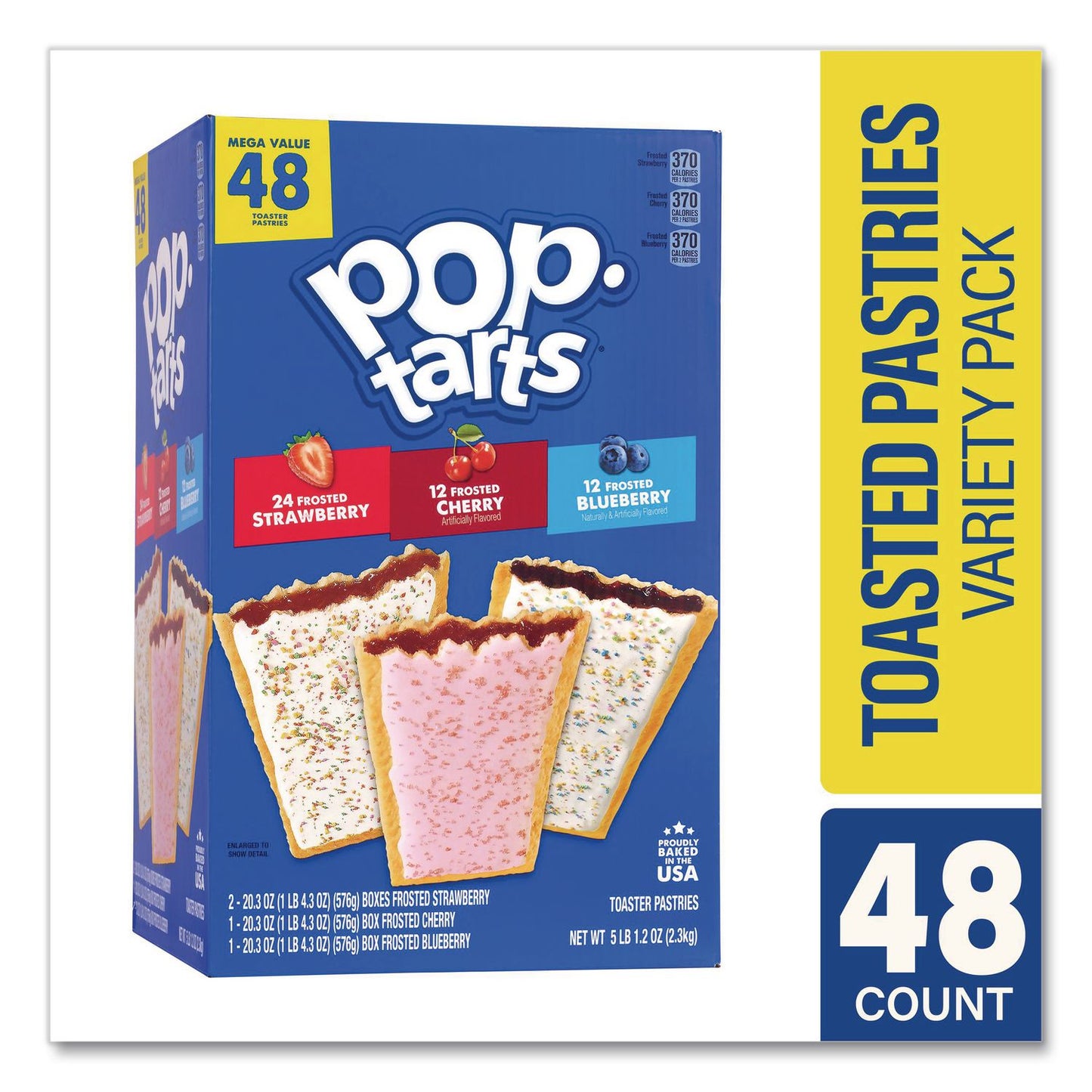 Kellogg's® Frosted Pop Tarts Variety Pack, Assorted Flavors, 5 lb 1.2 oz Box, 48 Pastries/Carton (GRR22002628)