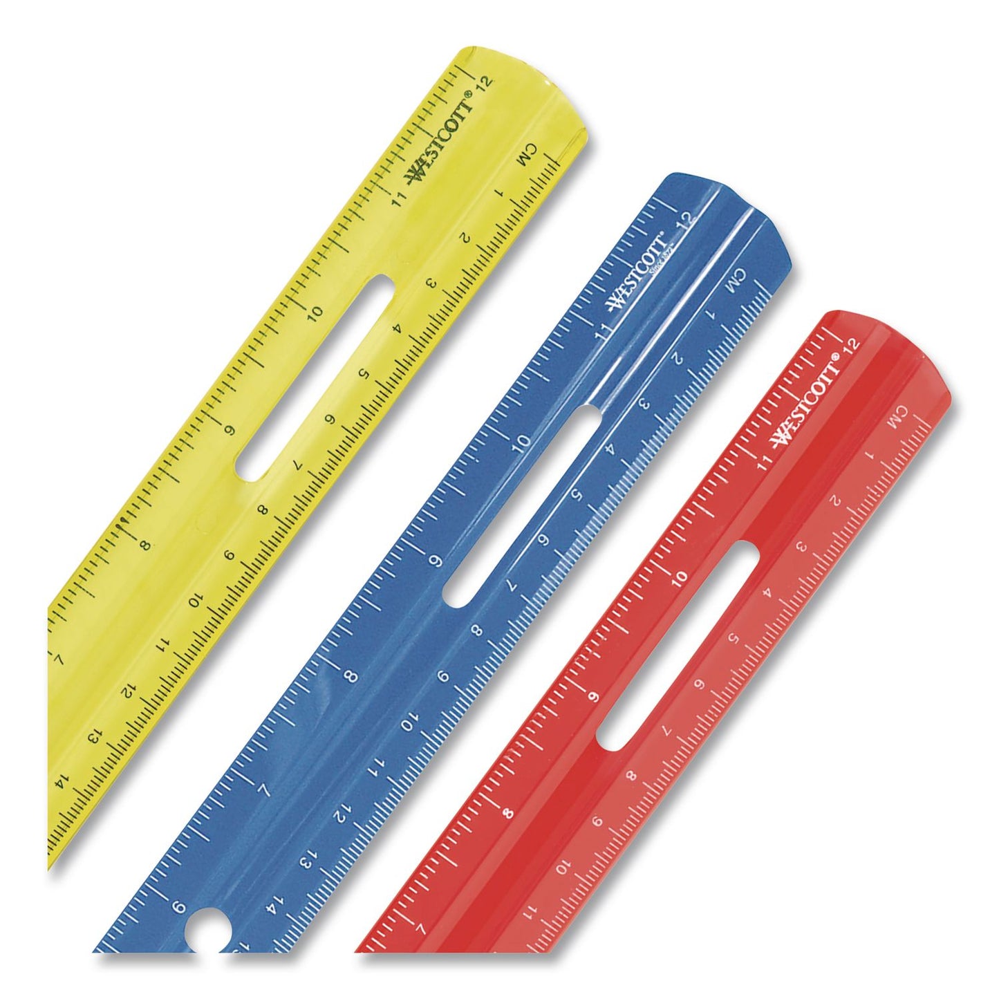 Westcott® Plastic Ruler, Standard/Metric, 12" Long, Randomly Assorted Colors (ACM10526)