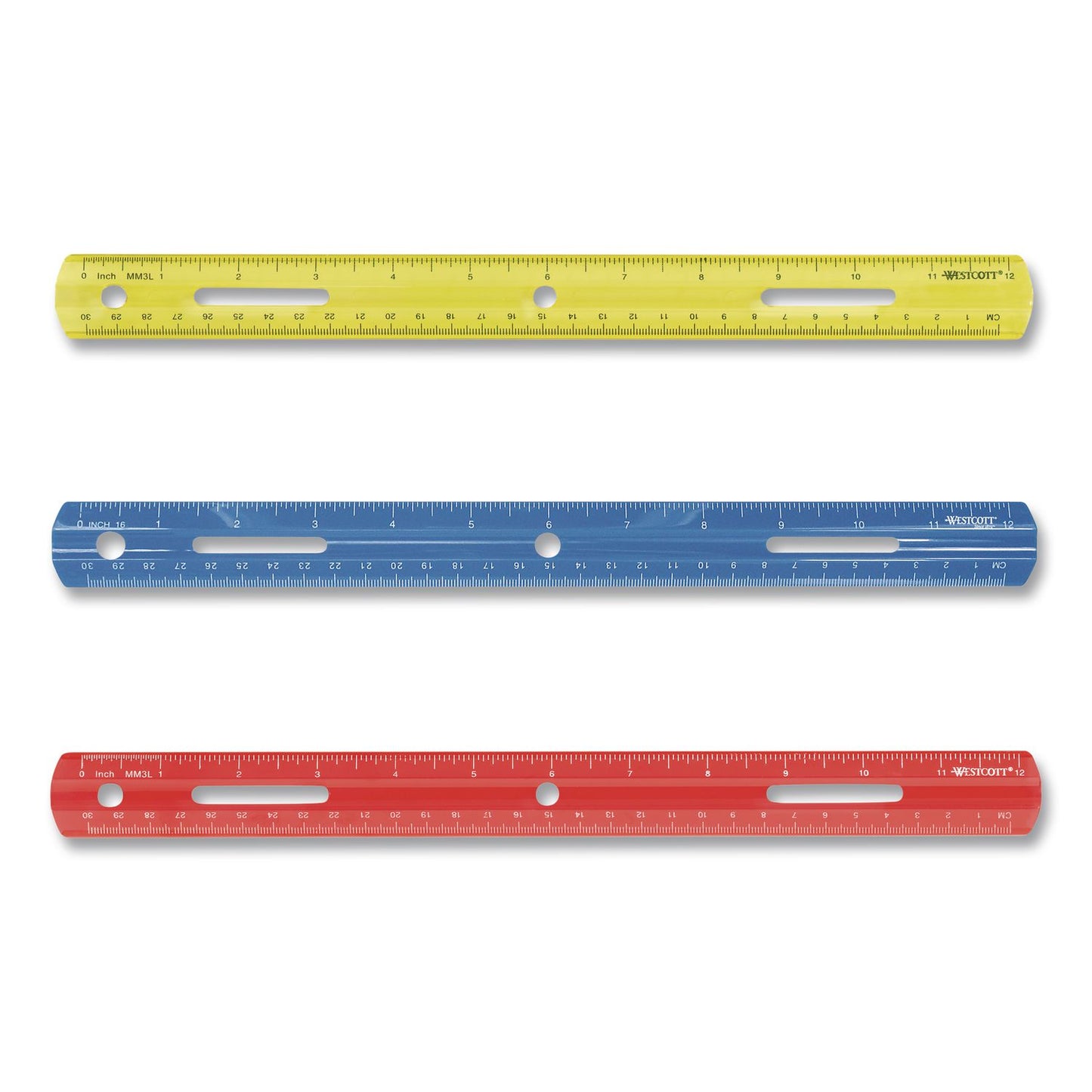 Westcott® Plastic Ruler, Standard/Metric, 12" Long, Randomly Assorted Colors (ACM10526)