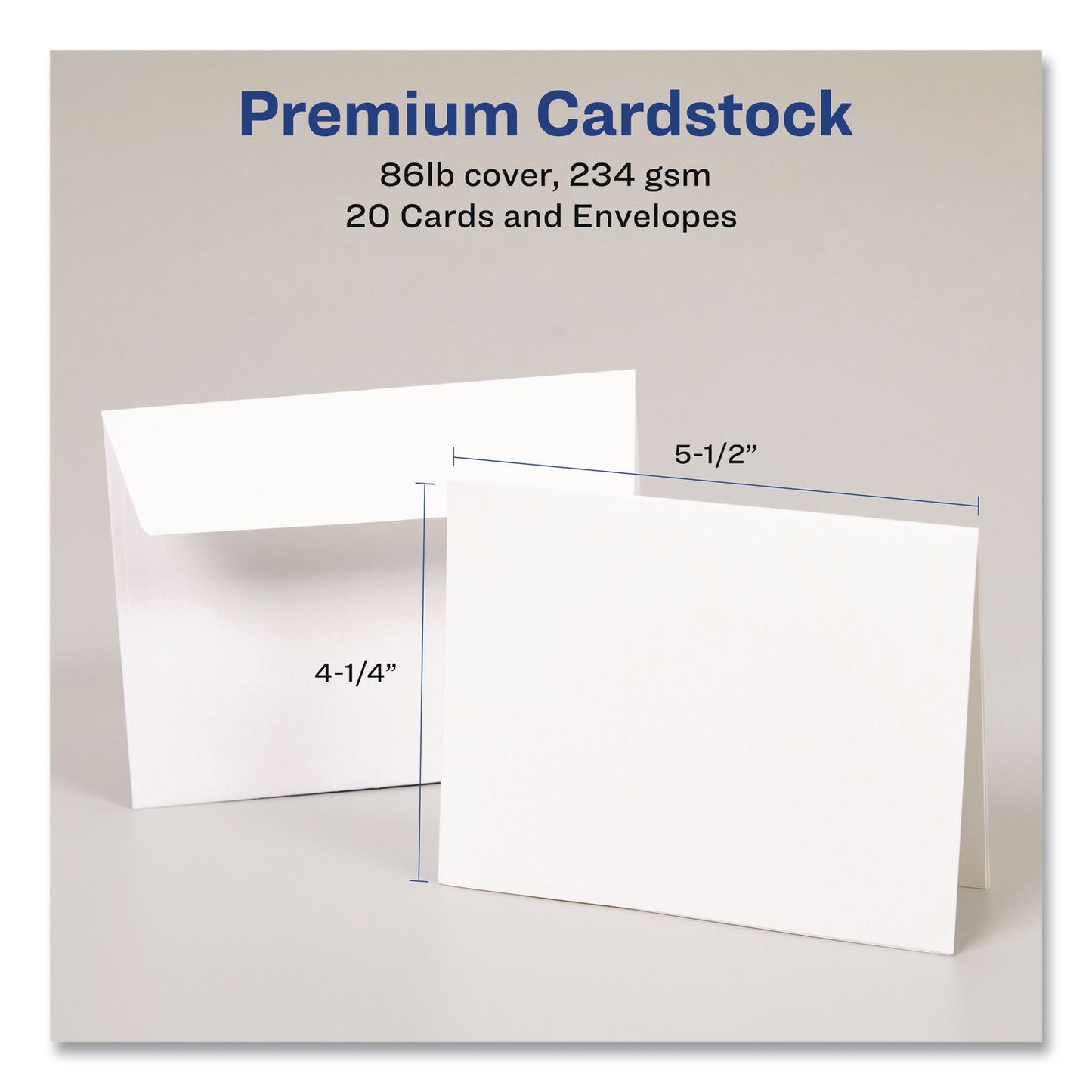 Avery® Quarter-Fold Greeting Cards with Matching Envelopes, 80 lb, 5.5 x 4.25, Matte White, 1 Card/Sheet, 20 Sheets/Pack (AVE3266)