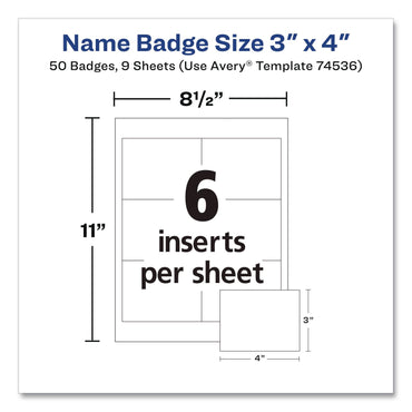 Avery® Clip-Style Name Badge Kit, Clear, 3 x 4 Insert, 50 Badges/Box, 5 Boxes/Carton (AVE74536)