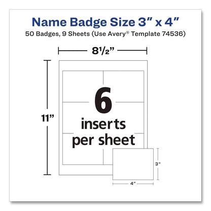 Avery® Clip-Style Name Badge Kit, Clear, 3 x 4 Insert, 50 Badges/Box, 5 Boxes/Carton (AVE74536)