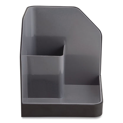 Advantus Fusion Plastic Corner Desktop Supplies Organizer, 2 Compartments, 6.67 x 7.4 x 6.67, Gray/Black, Plastic (AVT38338)