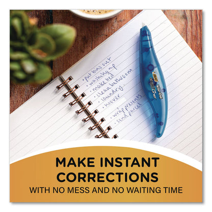 BIC® Wite-Out Brand Exact Liner Correction Tape, Non-Refillable, 0.2" x 19.8 ft, White Tape, Translucent Orange Dispenser, 10/Box (BICWOELP10)