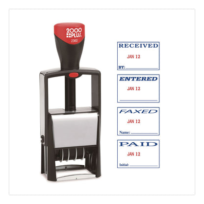 COSCO 2000PLUS® 4-In-1 Message Date Stamp, 5 Years, ENTERED/FAXED/PAID/RECEIVED, 1.75 x 1.12, Red/Blue Ink (COS011035)