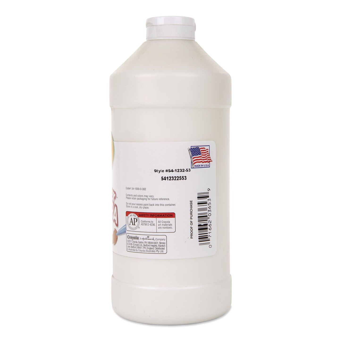 Crayola® Premier Tempera Paint, White, 32 oz Bottle (CYO541232053)