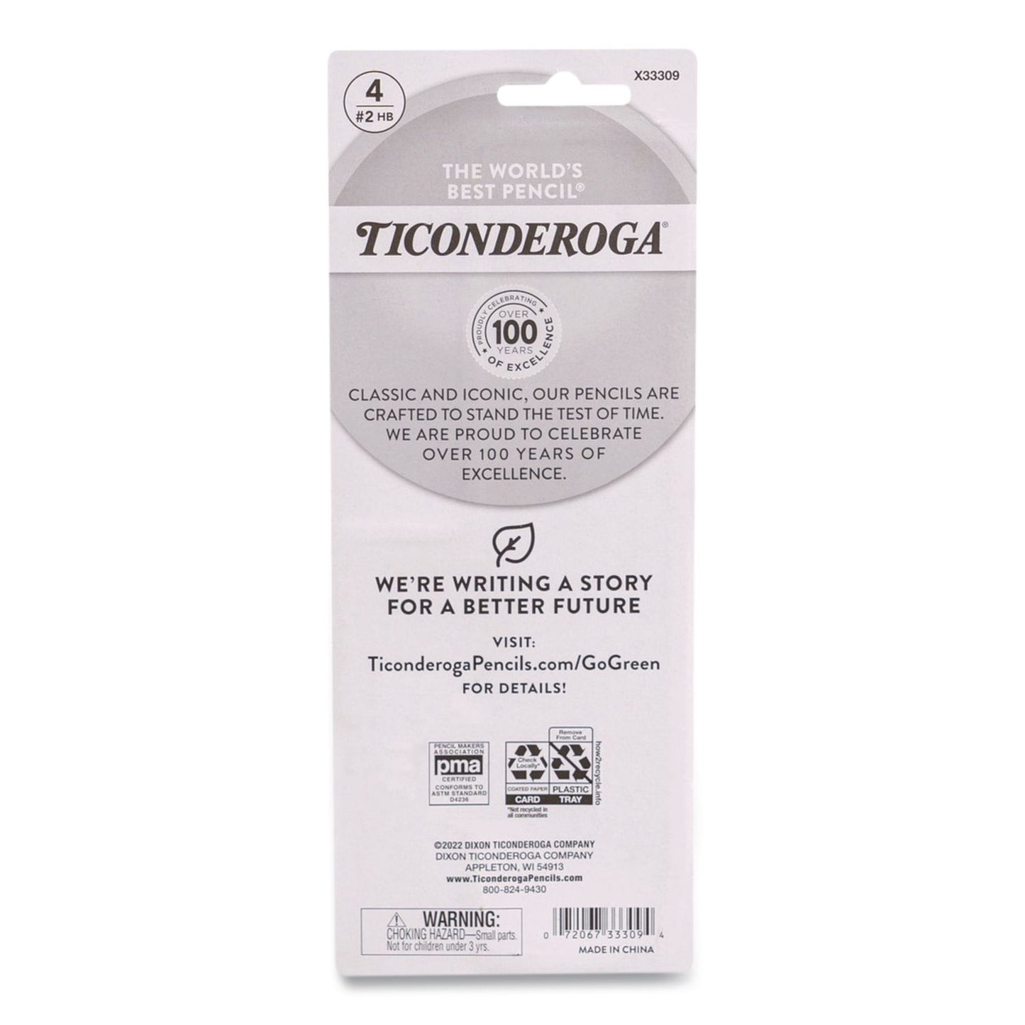 Dixon® Ticonderoga My First Wooden Pencil, HB (#2), Black Lead, Yellow Barrel, 4/Pack (DIX33309)
