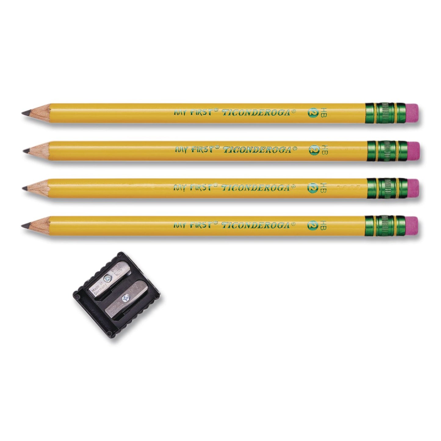Dixon® Ticonderoga My First Wooden Pencil, HB (#2), Black Lead, Yellow Barrel, 4/Pack (DIX33309)