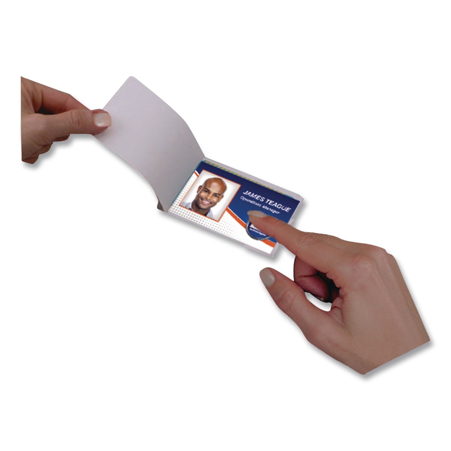 Fellowes® Self-Adhesive Laminating Pouches, With Badge Clips, 5 mil, 3.88 x 2.63, Gloss Clear, 5/Pack (FEL5220701)