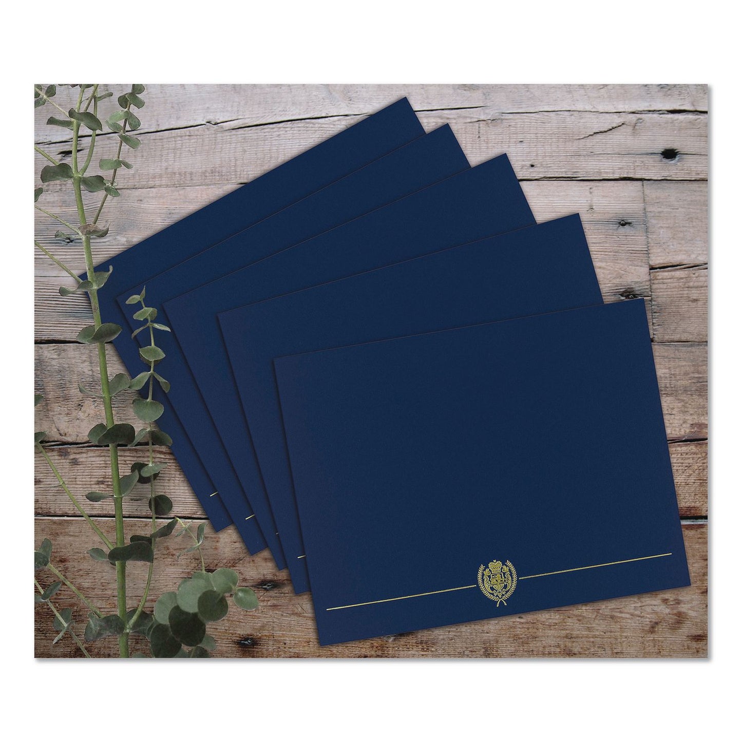 Great Papers!® Classic Crest Certificate Covers, 9.38 x 12, Navy, 4/Pack (GRP903115)