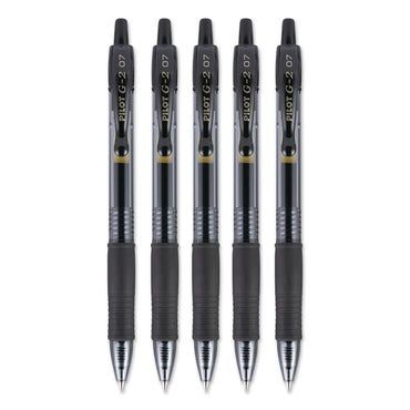 Pilot® G2 Premium Gel Pen, Retractable, Fine 0.7 mm, Black Ink, Smoke/Black Barrel, 5/Pack (PIL31078)