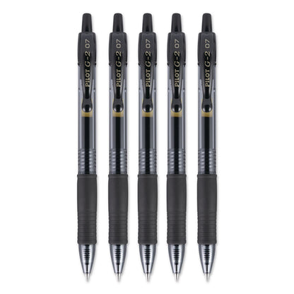 Pilot® G2 Premium Gel Pen, Retractable, Fine 0.7 mm, Black Ink, Smoke/Black Barrel, 5/Pack (PIL31078)