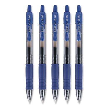 Pilot® G2 Premium Gel Pen, Retractable, Fine 0.7 mm, Blue Ink, Smoke/Blue Barrel, 5/Pack (PIL31299)