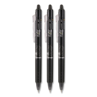 Pilot® FriXion Ball Clicker Erasable Gel Pen, Retractable, Fine 0.7 mm, Black Ink, Black Barrel, 3/Pack (PIL31464)