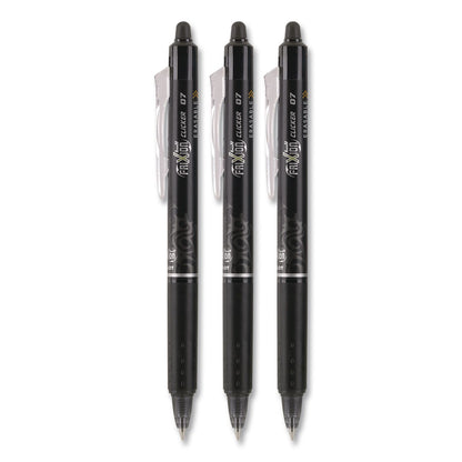 Pilot® FriXion Ball Clicker Erasable Gel Pen, Retractable, Fine 0.7 mm, Black Ink, Black Barrel, 3/Pack (PIL31464)