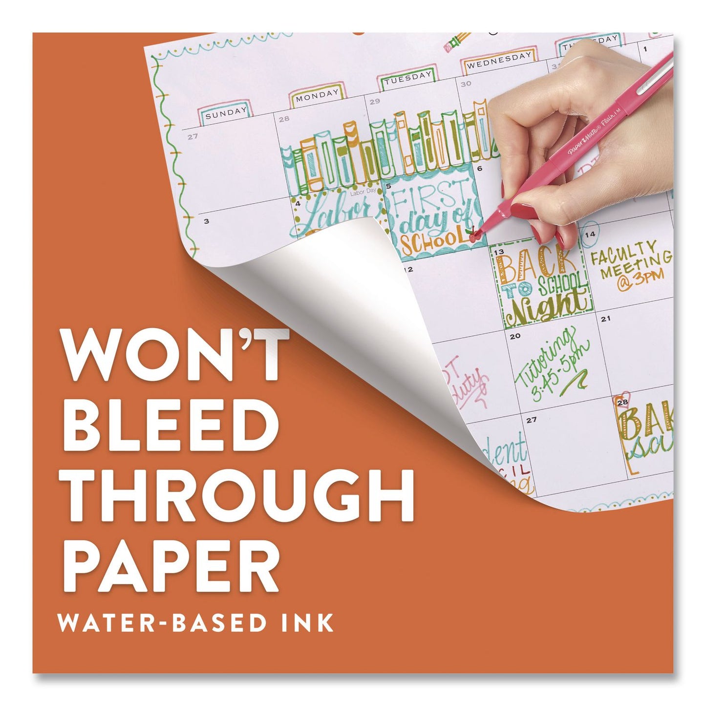 Paper Mate® Flair Felt Tip Porous Point Pen, Stick, Medium 0.7 mm, Black Ink, Black Barrel, 4/Pack (PAP8434452PP)