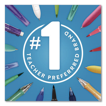 Paper Mate® Flair Felt Tip Porous Point Pen, Stick, Medium 0.7 mm, Black Ink, Black Barrel, 4/Pack (PAP8434452PP)