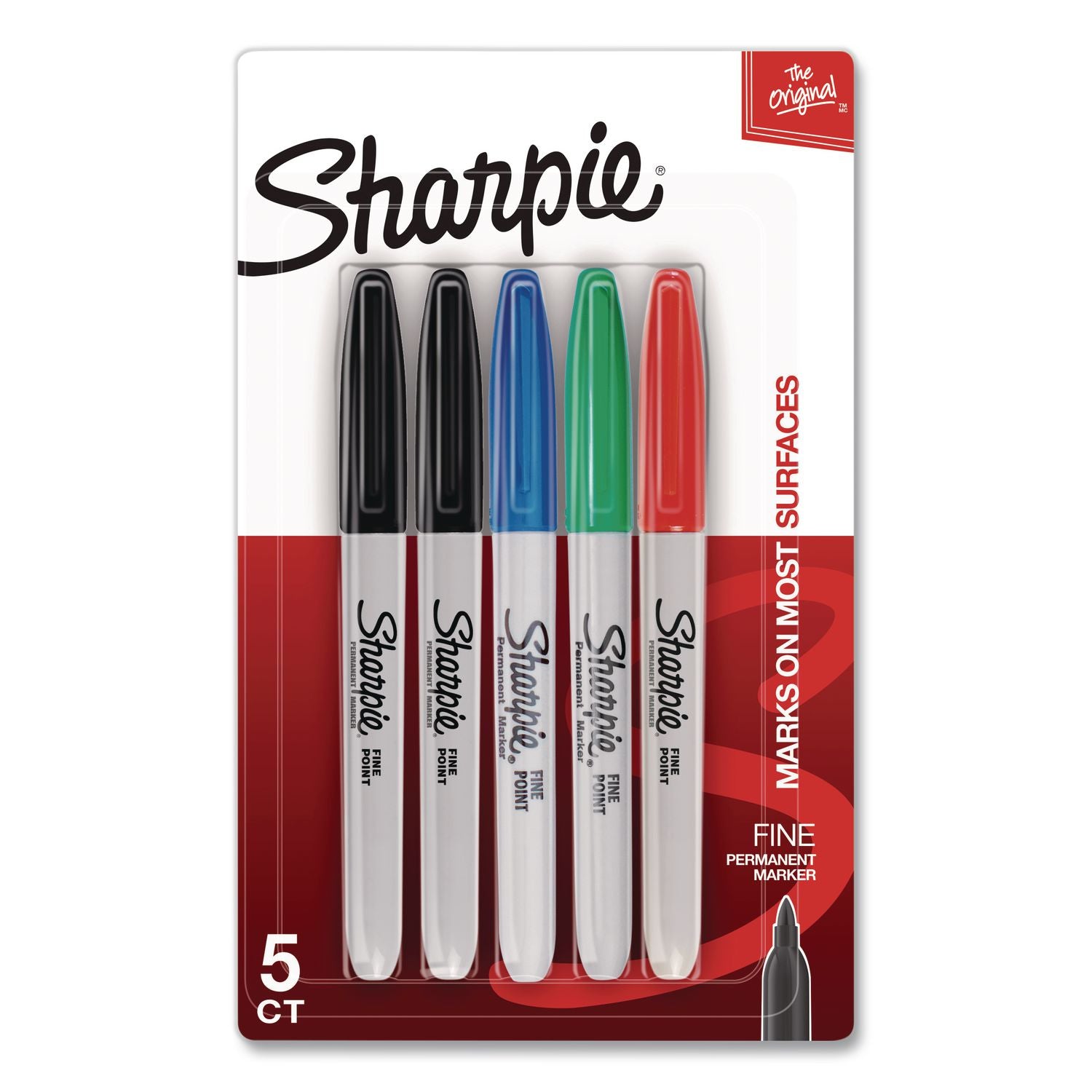 Sharpie® Fine Tip Permanent Markers, Fine Tip, Assorted Colors, 5/Pack ...