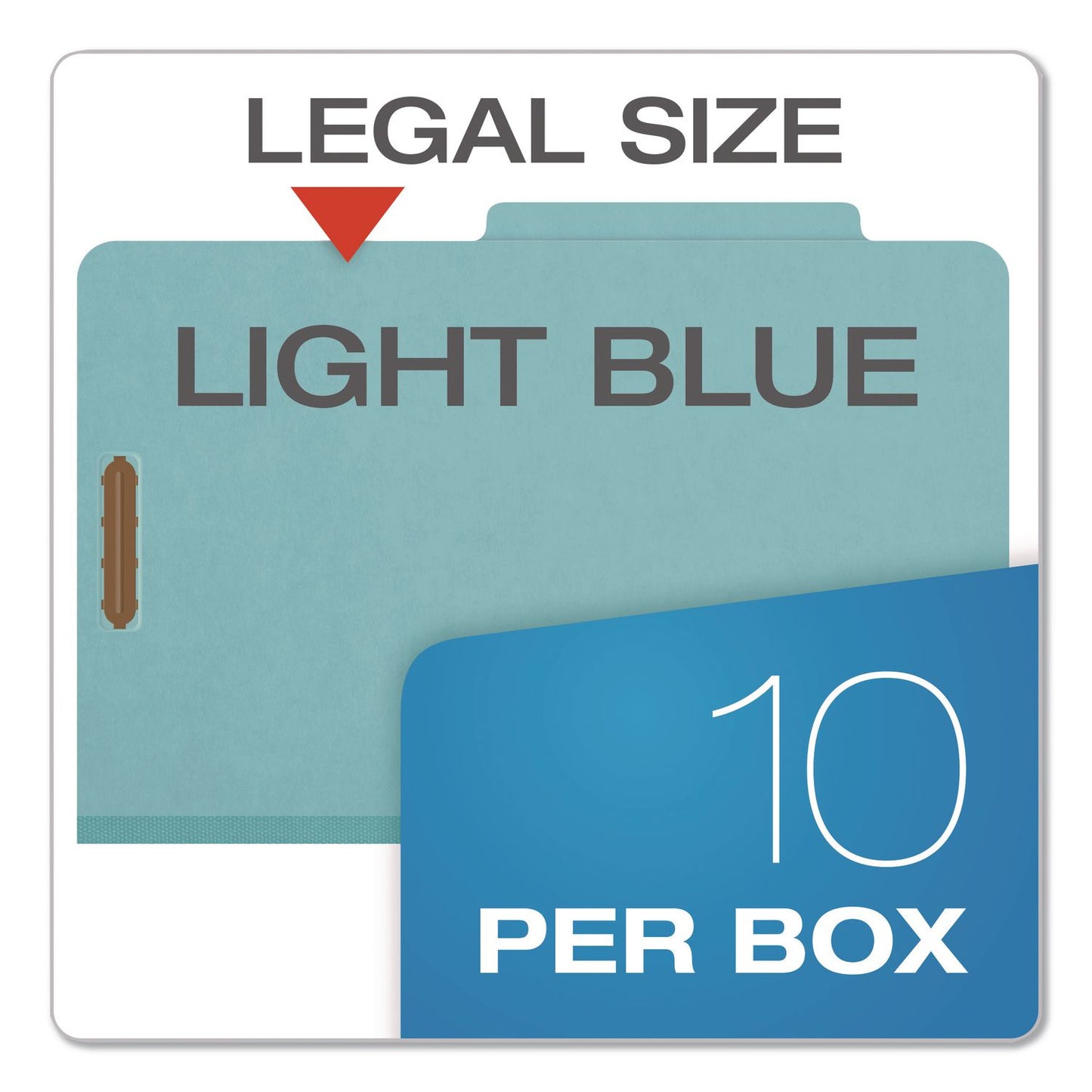 Pendaflex® Pressboard Top Tab Classification Folders, 2/5-Cut Tab, Expands 3.5", 3 Dividers, 8 Fasteners, Legal Size, Blue, 10/Box (PFX29094)