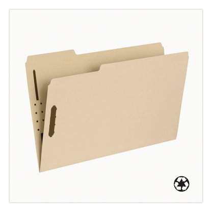 Pendaflex® Top Tab Fastener Folder, 1/3-Cut Tab: Assorted, Expands 2", 2 Fasteners, Legal Size, Manila, 5/Box (PFX29537R)