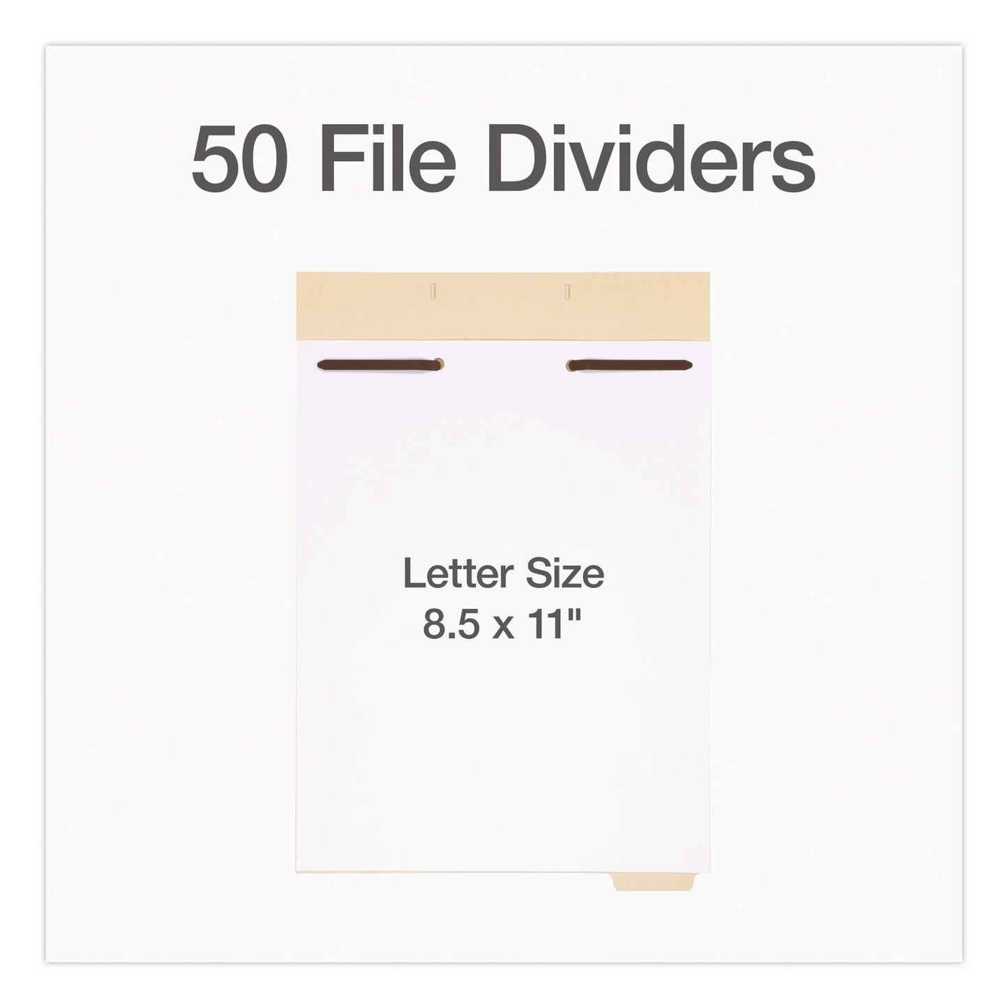 Pendaflex® File Divider Set, End Tab: 1/5-Cut, 1 Fastener, Letter Size, Manila, 50/Pack (PFX75600)