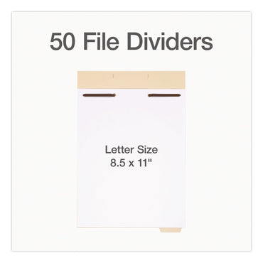 Pendaflex® File Divider Set, End Tab: 1/5-Cut, 1 Fastener, Letter Size, Manila, 50/Pack (PFX75600)
