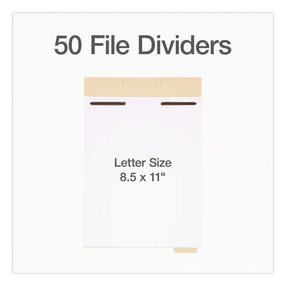 Pendaflex® File Divider Set, End Tab: 1/5-Cut, 1 Fastener, Letter Size, Manila, 50/Pack (PFX75600)